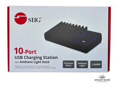 NEW - SIIG 10-Port USB Charging Station with Ambient Light Deck AC-PW1314-S1