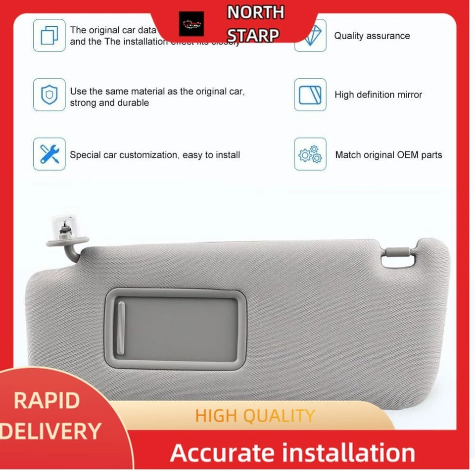 Viseira solar lateral esquerda cinza para motorista 7432035A91B1 para 2010-2022 Toyota 4runner - Imagem 3 de 4