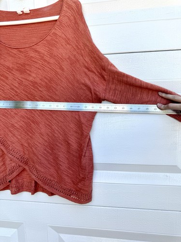 Anthropologie MOTH Sweater Womens Sz M Cross Front Light Orange Knit Terracotta - Picture 6 of 11