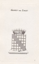1830 Logau Logaw Logus Logowsky coat of arms copperplate etching