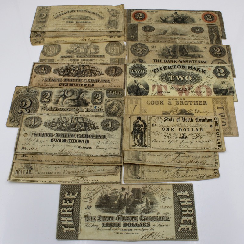 1839-1866 $1 $2 $3 North Carolina Tennessee Alabama Notes NR Lot of 17 #C856-5
