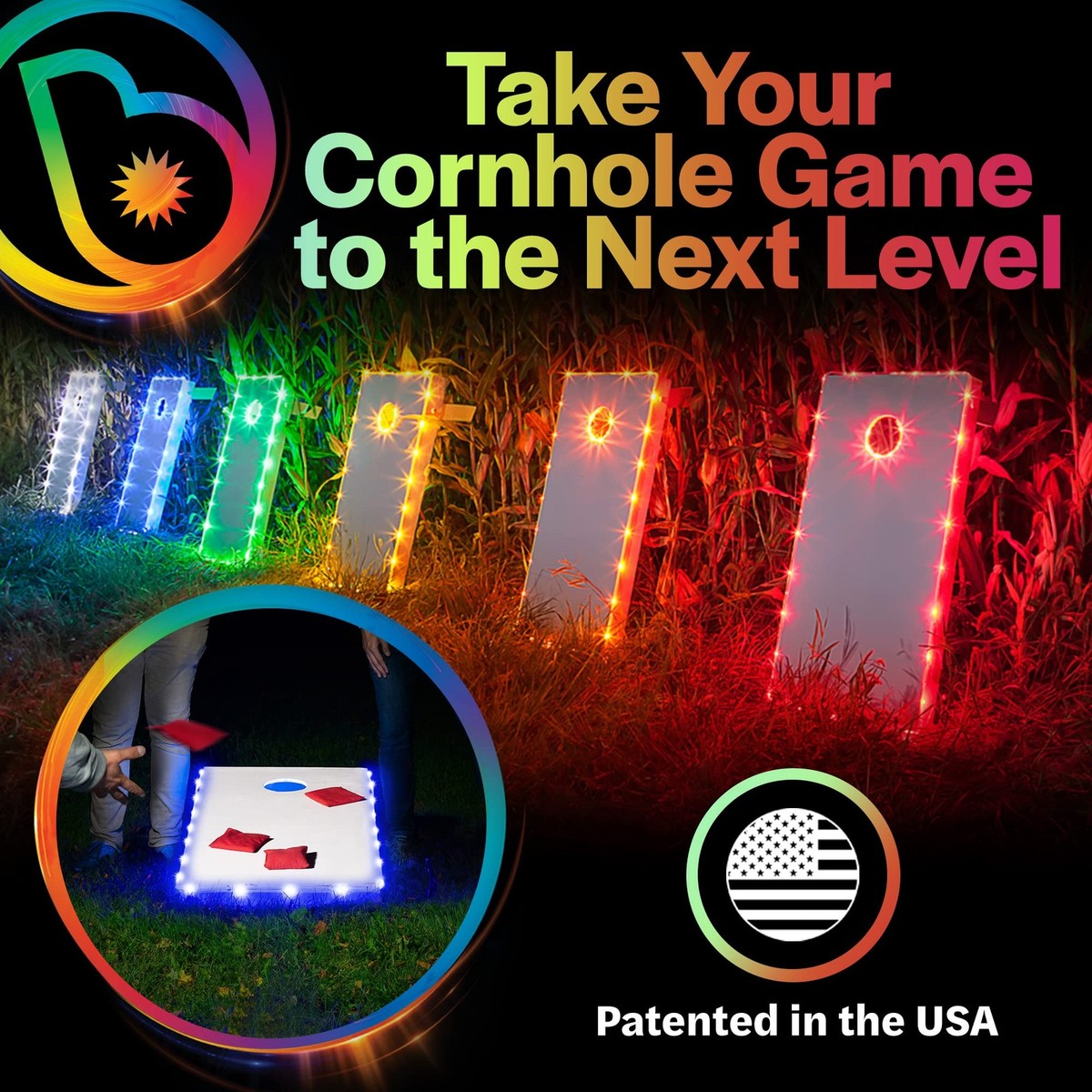 Brightz LED Cornhole Lights Kit – Glow in Dark Toss Board & Hole