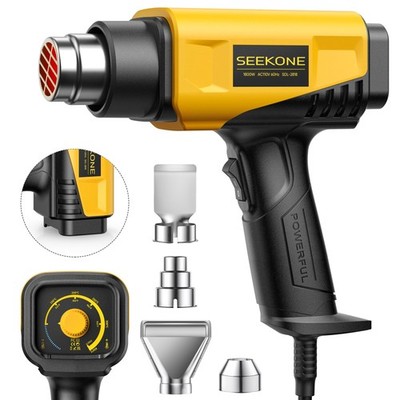 1800W Heat Gun Variable Temperature Heavy Duty Hot Air Tool 122F1202F 4 Nozzles