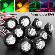 3/4" 12V Marker Lights LED Truck Trailer Round Side Bullet Light Dual Color Lamp