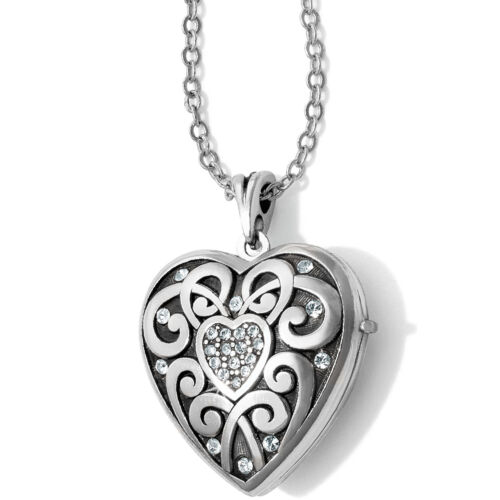 NWT Brighton SWEET MEMORY Locket Crystals Heart Pendant Necklace MSRP $68 - Picture 1 of 5