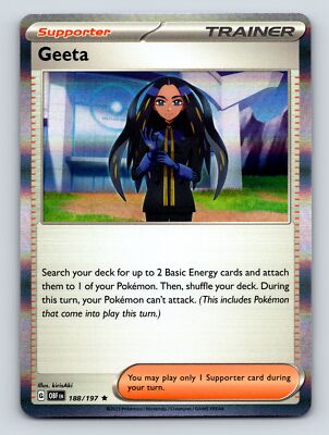 Trainer Geeta Search Deck Up Basic Energy Attachment Strategy Card Blue