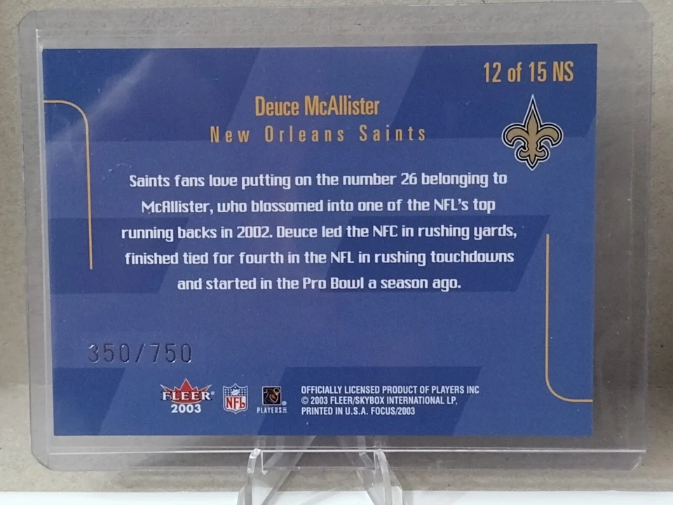 2003 Fleer Focus - NFL Shirtified #12NS Deuce McAllister /750 - Image 2 of 3