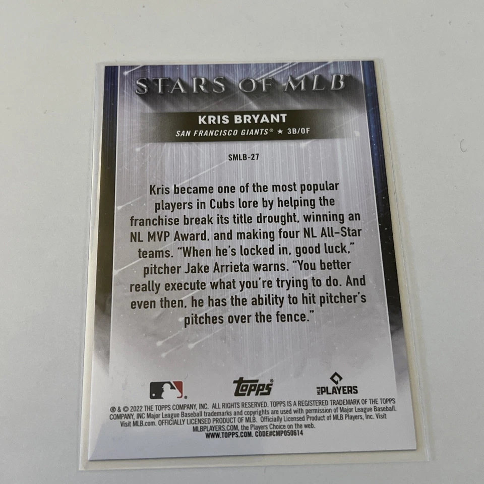 2022 Topps Series 1 #SMLB-27 Kris Bryant STARS OF MLB Insert Baseball Card - Image 2 of 2