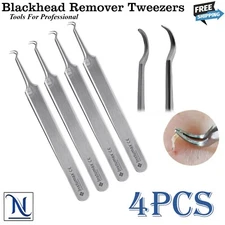 X4 Curved Tweezers Tool Blackhead Remover Pimple Extractor Acne Blemish