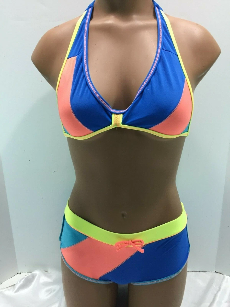 2 Piece Pastel Block Color Print Gossip Girl Bathing Suit sz 8