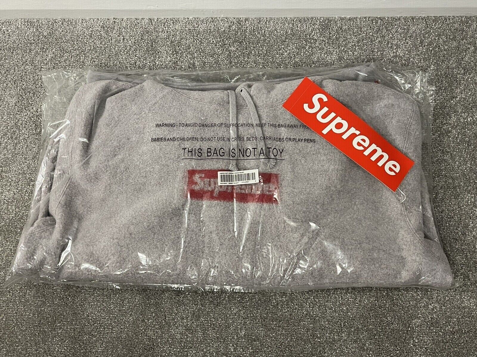 Supreme Inside Out Box Logo Hooded Sweatshirt - Heather Grey - Size M - IN  HAND!