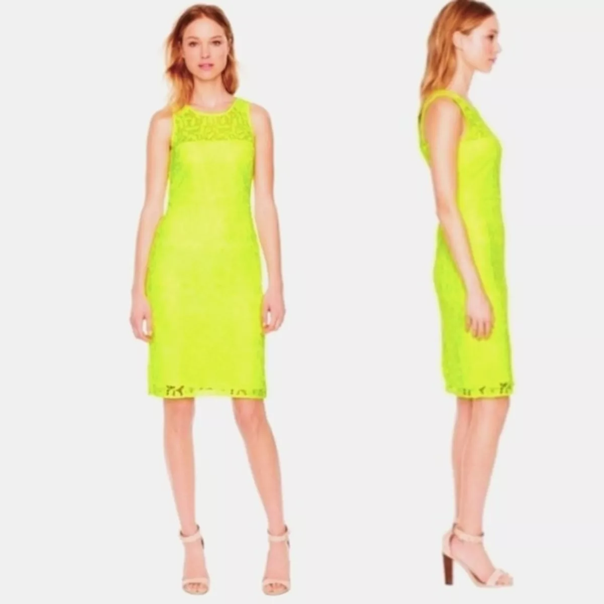 J. Crew Collection Neon Yellow Lace Sheath Dress 0