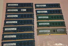 Lot of 12 Mixed Brands 2GB PC3-10600U DDR3 Desktop Memory 1333MHz 1Rx8