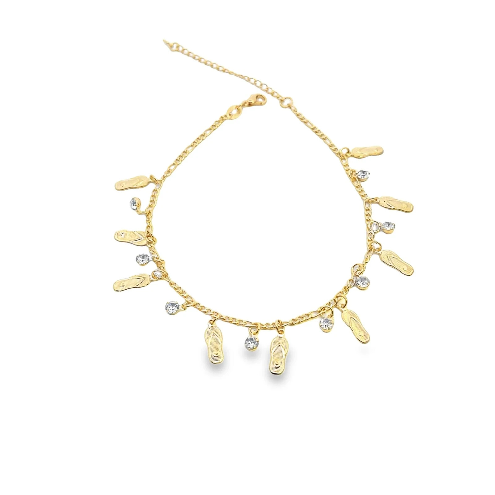 Foot Anklet  18K Gold Filled Sandal Charm Anklet with CZ Stones | Beach Jewelry