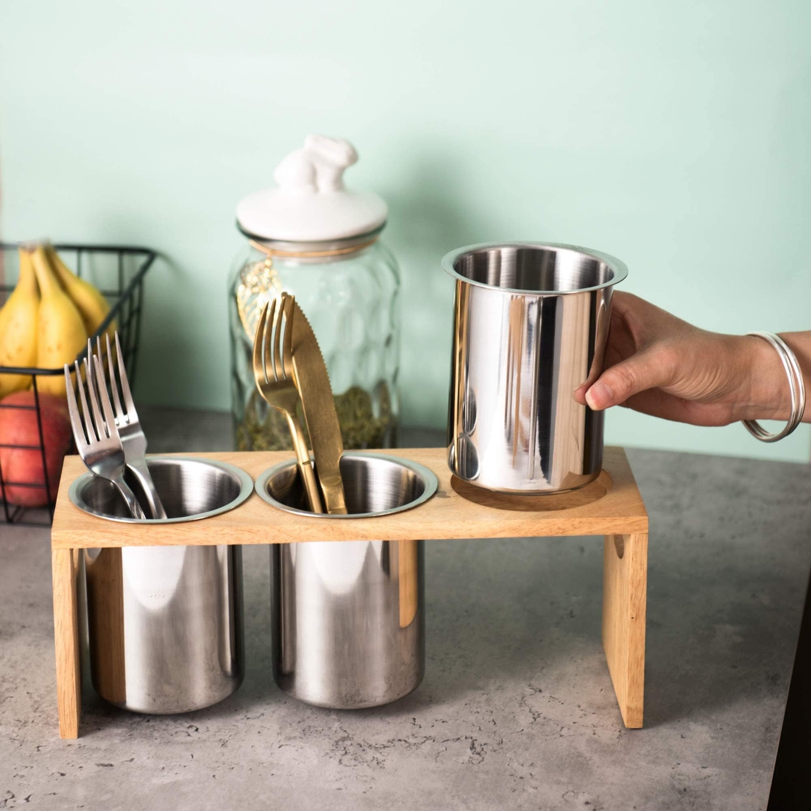 Silverware Caddy Flatware Holder Stainless Steel Utensil Caddy Organizer with...