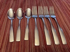 7 Cambridge MADISON Dinner Forks and Teaspoon Stainless Flatware Satin Lot