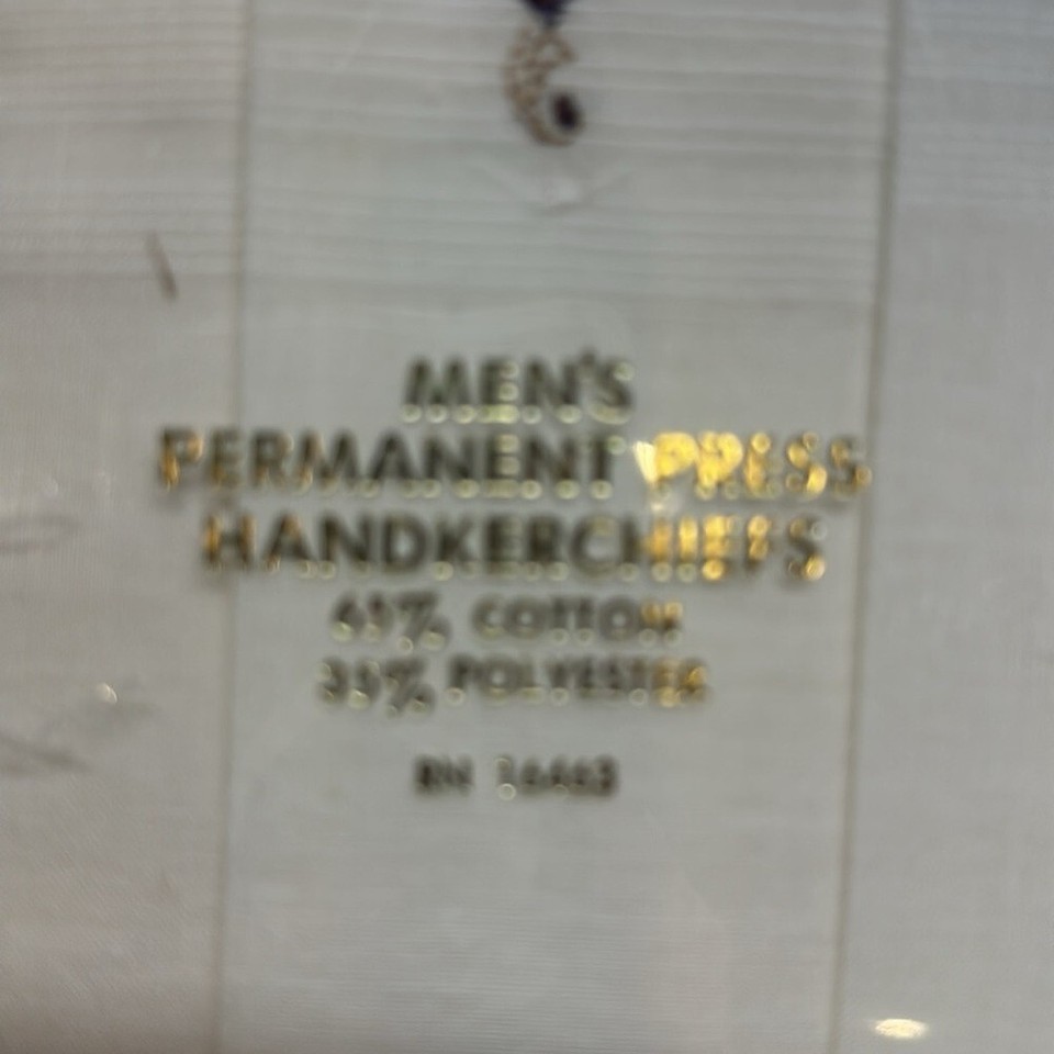 Vintage NWT Men's Permanent Press Handkerchiefs Monogram H White RN