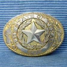 The State Of Texas REVIS Belt Buckle Solid Brass Vintage 80s       .GTA111