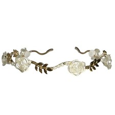NEW Headband One Size Gold White Roses