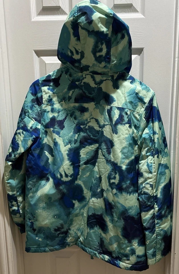 Lands End - Chaqueta de invierno con capucha y cremallera - Verdes/Azules - Talla XL 14H-16H Foto 2 de 4