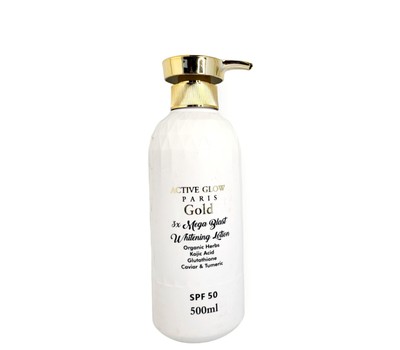 Crème éclaircissante Active Glow Paris Gold 500ml - Acide Kojique, Glutathion, Caviar, Curcuma