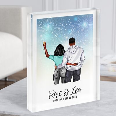 Sternenfeuerwerk romantisches Geschenk für Sie oder Ihn personalisiert Paar Acrylblock