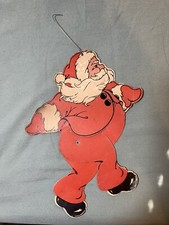 10 Vintage Paper Santa With Moving Legs