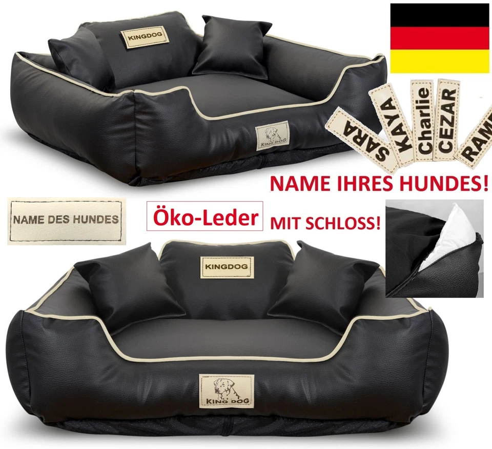S-XL Abnehmbares Hundebett Hundekissen Haustierbett Öko-Leder + MIT NAMEN HUNDES - Bild 1 von 4