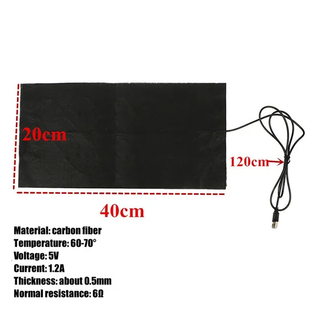 5V USB Fiber Heater Carbon Electric Heated pad for lunch boxes