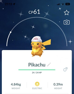 Shiny Pikachu Dawn Hat Costume Cap Pokemon Gen1 Go Same/30 day Pokémon 
