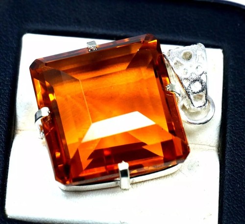 95.58 Ct Citrine Natural Asscher Yellow 925 Solid Sterling Silver Pendant Gem - Bild 2 von 4