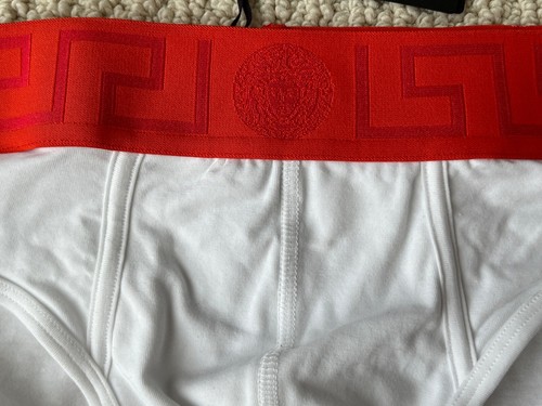 NWT Versace Greca Border Medusa Greek Key Logo White Briefs Underwear 7 / XL $95 - Picture 12 of 17