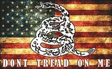 5" don't tread on me snake logo on vintage american flag sticker decal usa made