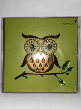 Papyrus Blank Greeting Card Jeweled Owl on a Branch