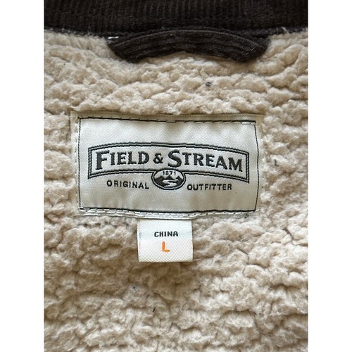 Field & Stream Sherpa Lined Green Flannel Barn Jacket L Corduroy Shoulders - Picture 9 of 17