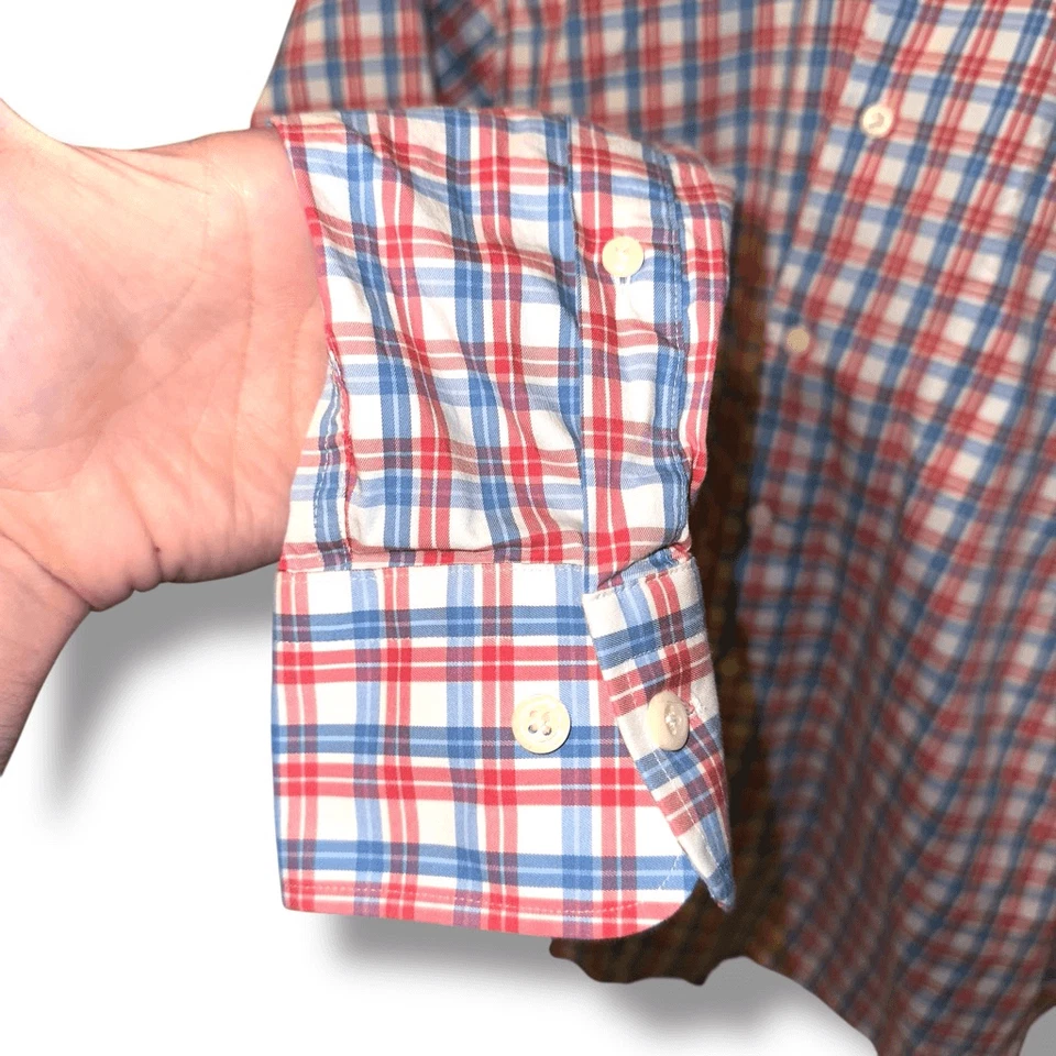 Peter Millar красный, белый и синий чек платье рубашка Sz M - Изображение 4 из 4