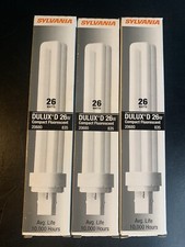 Lot of 3 SYLVANIA DULUX D COMPACT FLUORESCENT BULBS 26W CF26DD/835/ECO