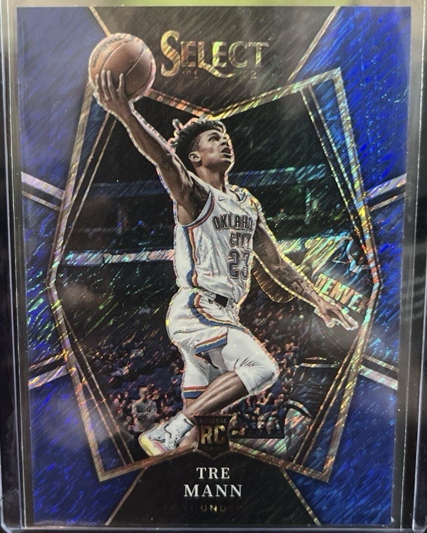 2021-22 Panini Select - Premier Level Tre Mann #141 Blue Shimmer Prizm (RC)