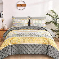 Boho Comforter Set Queen Size,7 Pieces Bed in a Bag Bohemian Striped Bedding Set