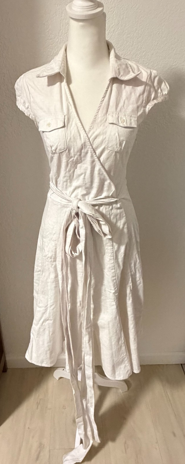 Zara Basic Cotton Short Sleeve Collared Wrap Dres… - image 1