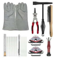 VASTOOLS MIG Welding Tools,8sets,Chipping Hammer,Leather Welding Gloves 13.5"...