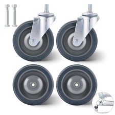 4 Pack 5" Shopping Cart Wheels, PU Casters with Axle Bolts, Grey