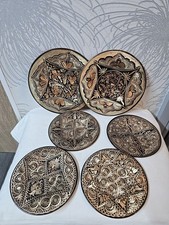 Collectible Set Of 6 Hand Etched Coper Turkish Wall Plates