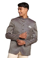 VASTRAMAY Men's Banarasi Silk Regular Banarasi Jacquard Jodhpuri Coat V 