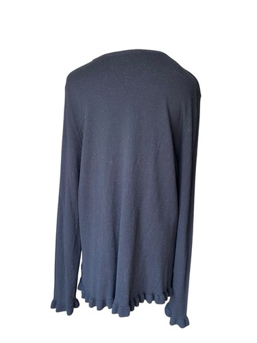 Talbots Cashmere Blend Ruffle Sweater Size XL Black Feminine Quiet Luxury Basic - Picture 7 of 11