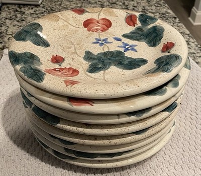 Set of 8 Floral Roses Salad Plates Certified International  Thailand. CERP2-579