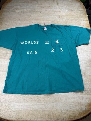 Vintage Homemade Hand Painted World s #1 Dad T Shirt Sz 2XL Jerzees Fathers Day