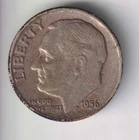 1956-P ROOSEVELT DIME 10¢ PHILADELPHIA 90% SILVER COIN UNITED STATES OF AMERICA