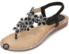 Women Sandals Rhinestone Dressy Casual Summer flat flip flops Comfortable 5.5 US
