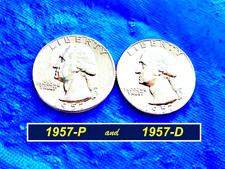 1957 YEAR-SET ➳ "1957-P & D" Silver Quarters ➳ 2 Coins ➳ GEM "BU" ➳ 257ysc